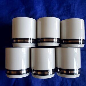 NWOT Vtg Thomas Rosenthal Mugs Germany MCM ceramic stackable silver black white